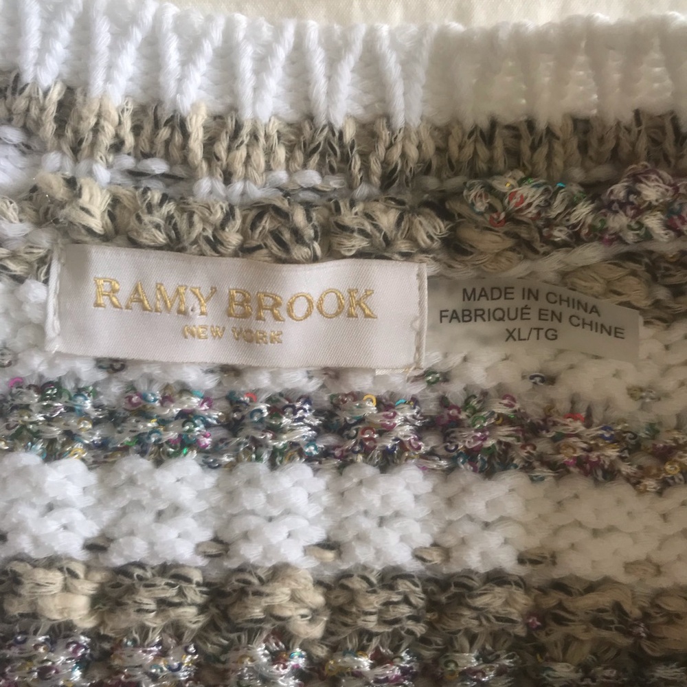 Ramy Brook Alina Halter Crochet Striped Sweater tank XL - Picture 8 of 9